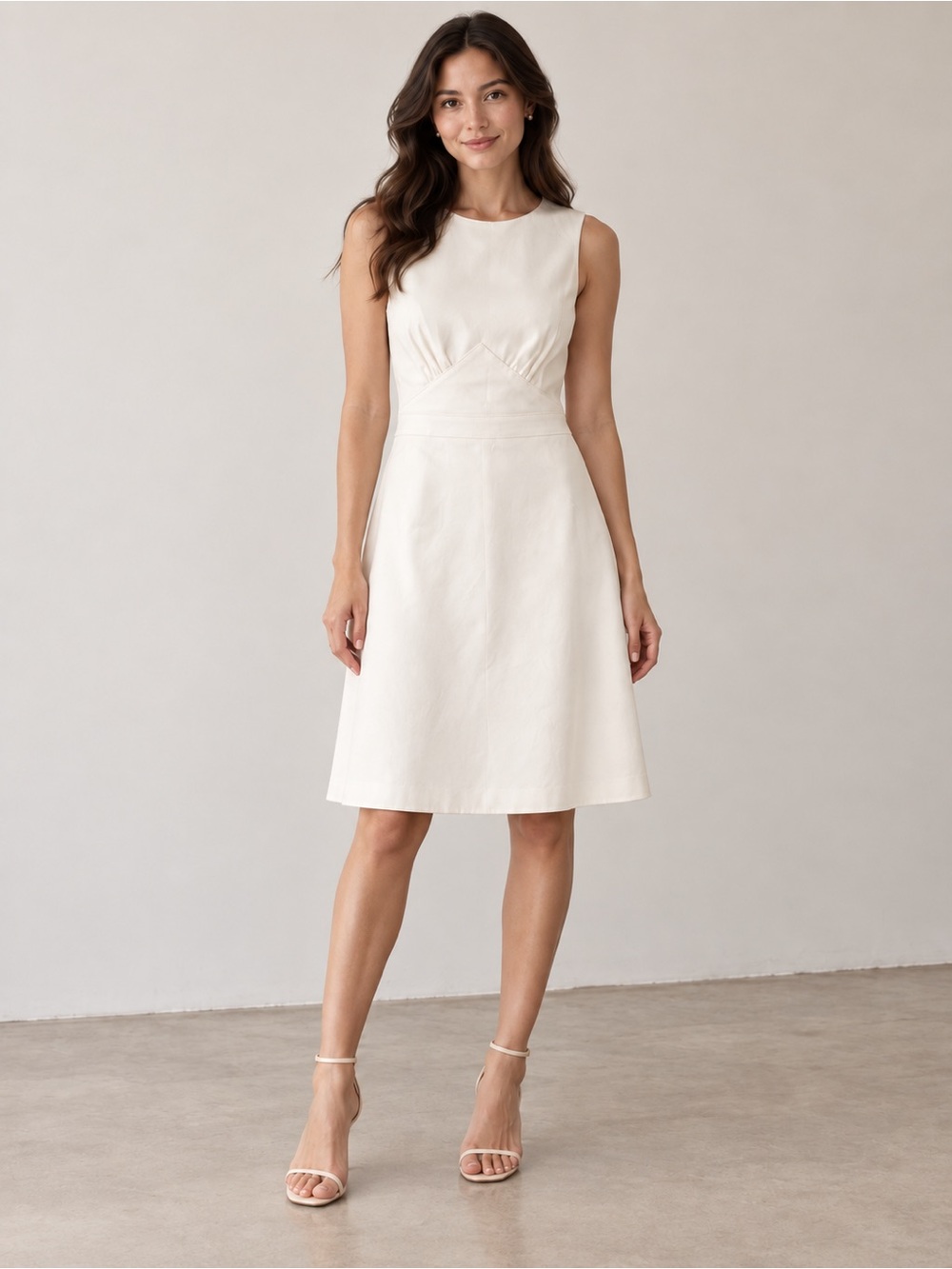 ANAYI Japan White Sleeveless Midi Dress Size M